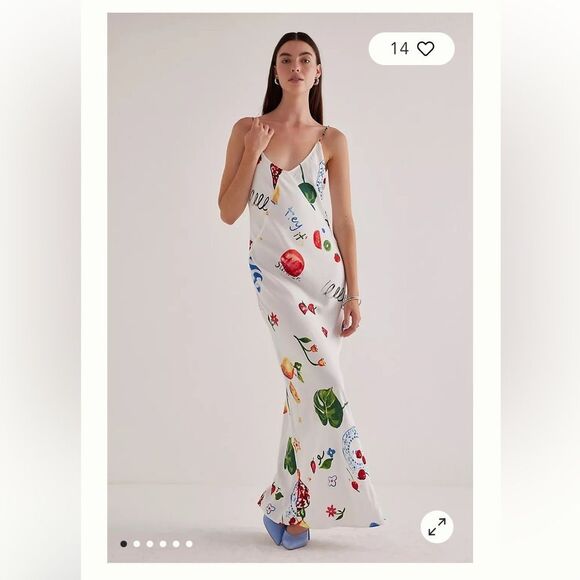 Anthropologie Dresses & Skirts - Damson Madder Anthropologie Calypso White Slip Maxi Dress with Multicolor Print